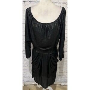BCBGMAXAZRIA CLADIANA  METALLIC BLACK DRESS  WITH POCKETS SIZE XXS